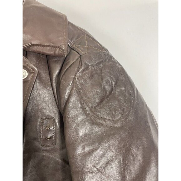 VTG VCG Police Trooper Men's 50s Brown Horsehide Leather Motorcycle Jacket Sz 44 - Picture 11 of 15
